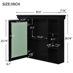 35'' x 28'' Black Wall Mounted Bathroom Storage Cabinet with Mirror Door