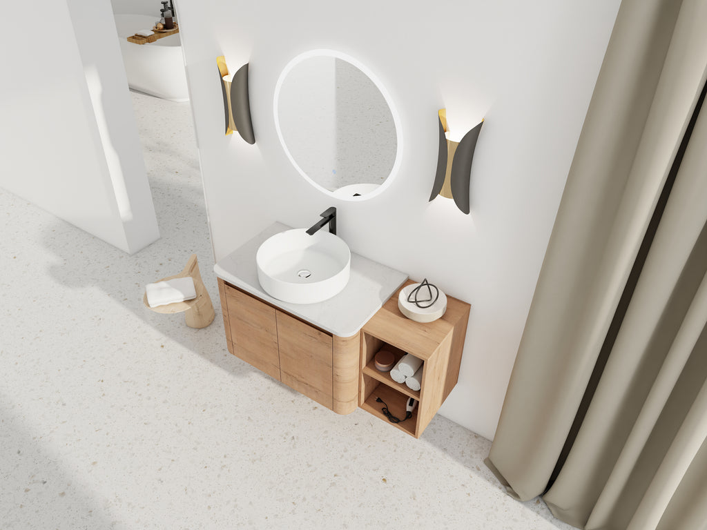 42'' Wall-Mounted Bathroom Vanity With Ceramic Art Sink