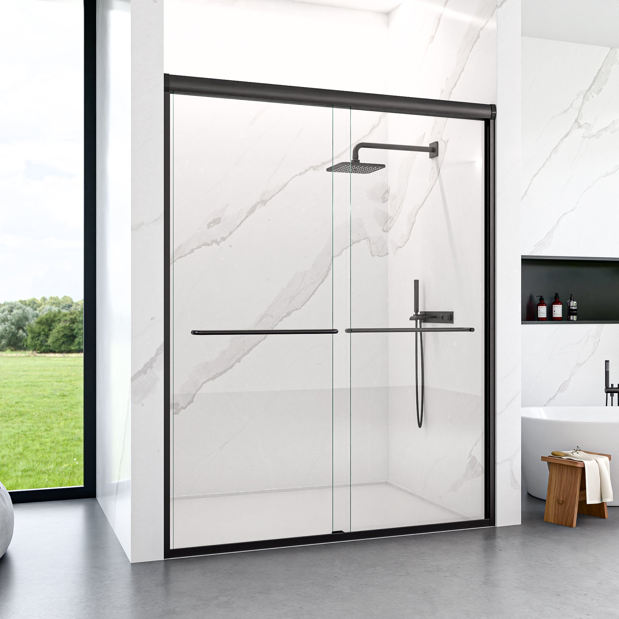 Semi-Frameless Double Sliding Shower Door - 56"-60"W*72"H