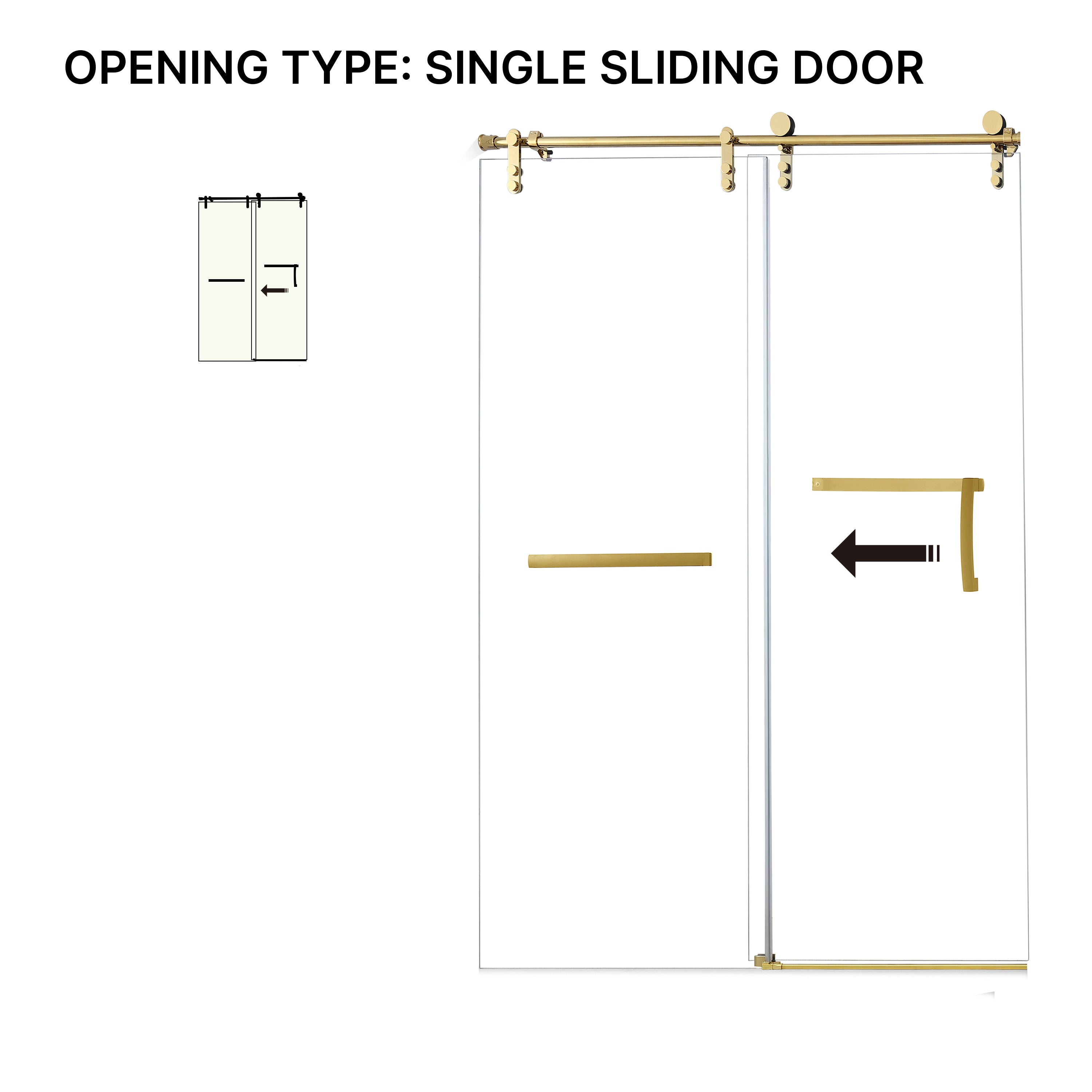 60 Inches x 76 Inches Frameless Single Sliding Shower Door