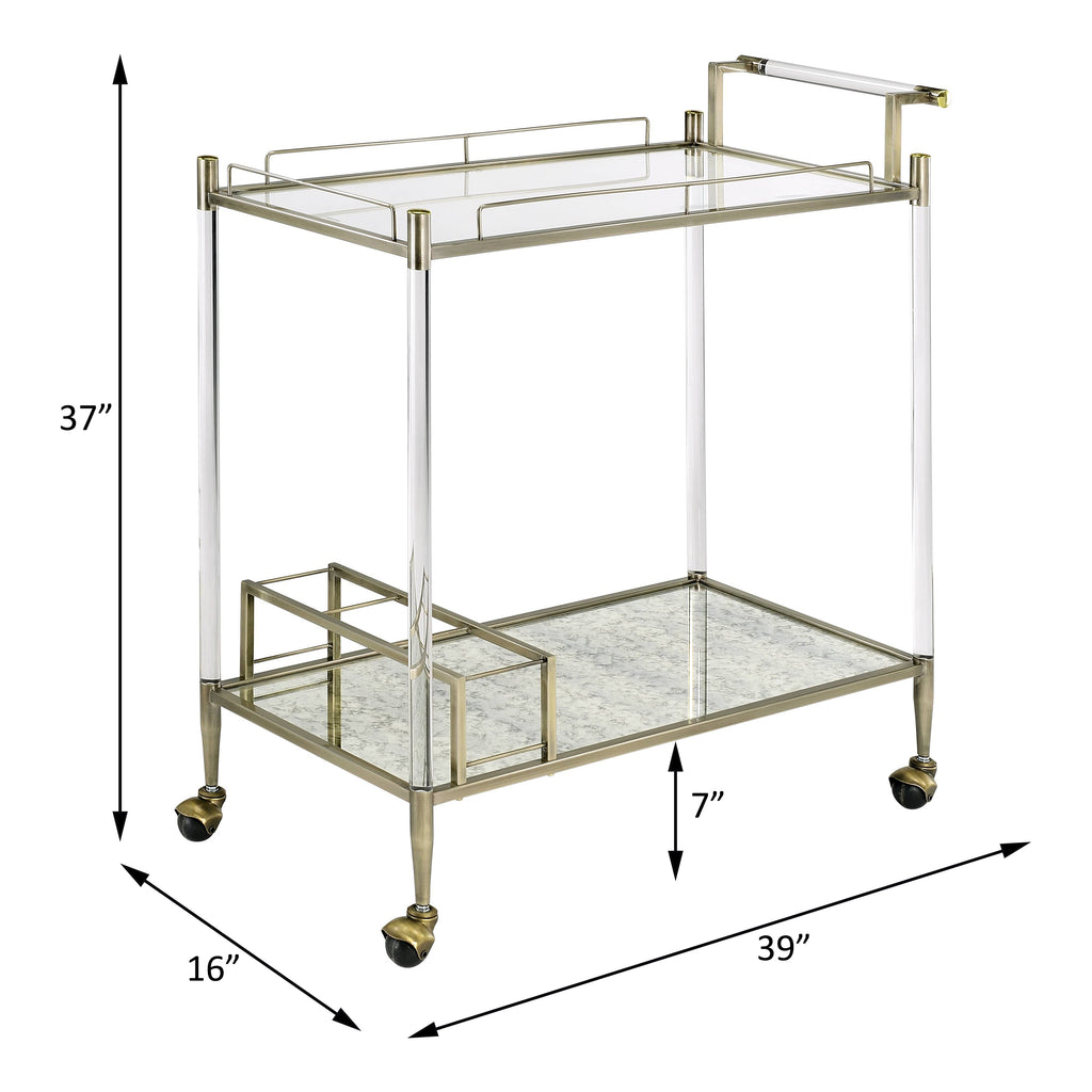 Cirro Antique Mirror & Wire Serving Cart