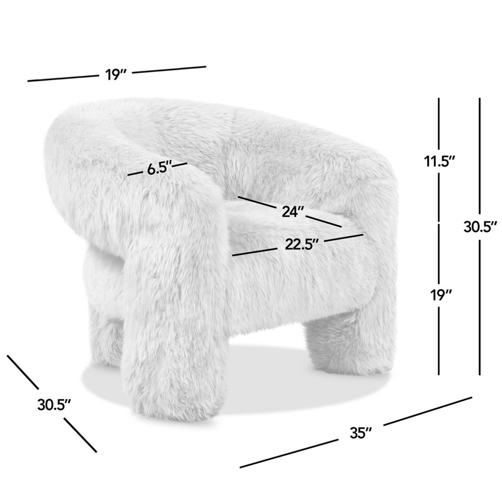 Avalon 35" Genuine Sheepskin Fur Split Barrel Back Accent Chair