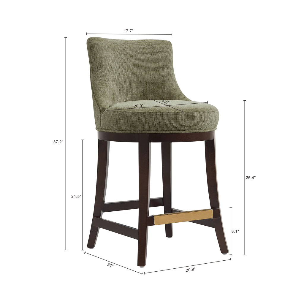 Lucia Wood Chenille Counter Stool in Leaf