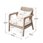 Set of 2 Outdoor Acacia Wood Patio Club Chairs