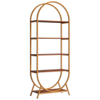 70.8" 5-Tier Modern Brown Arched Open Bookshelf