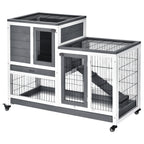 PawHut Wooden Rabbit Hutch Elevated Bunny Cage