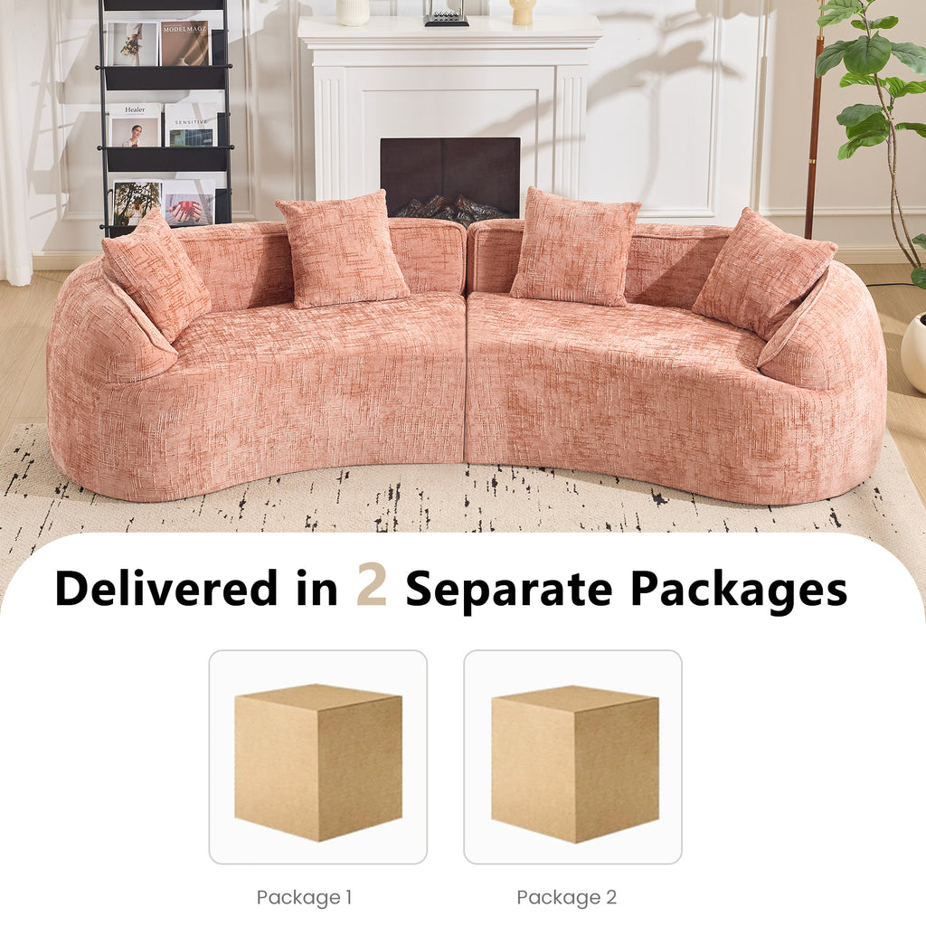 Pink Curved Compressed Sofa