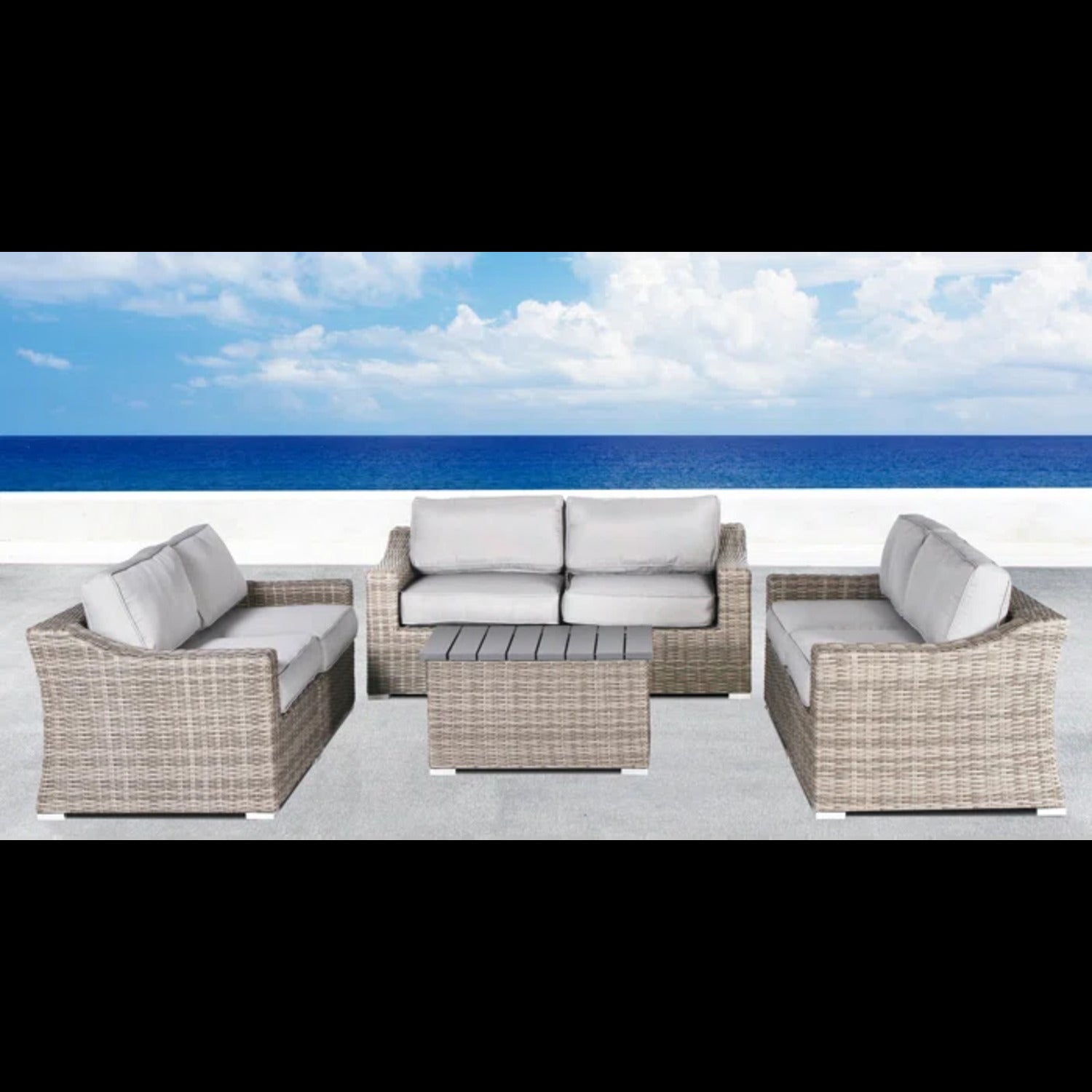 7-Piece Fully Assembled Wicker Patio Sofa Set with Cushions