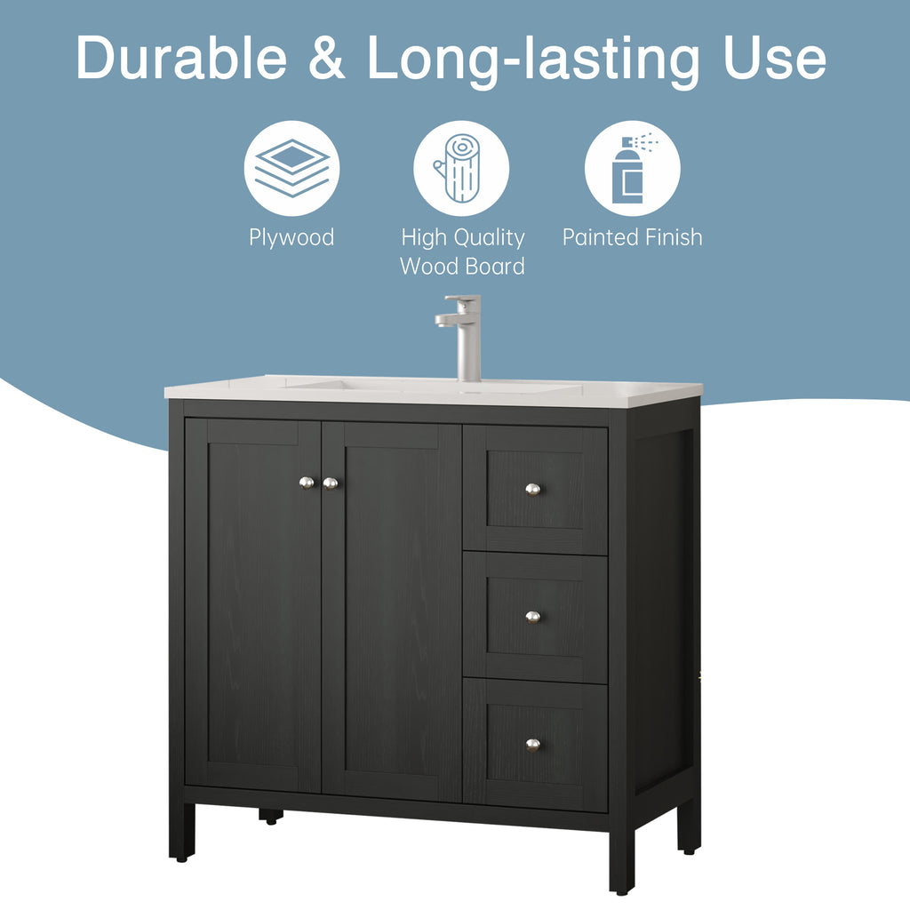 35.5" Bathroom Vanity - Modern Bathroom Cabinet with Basin