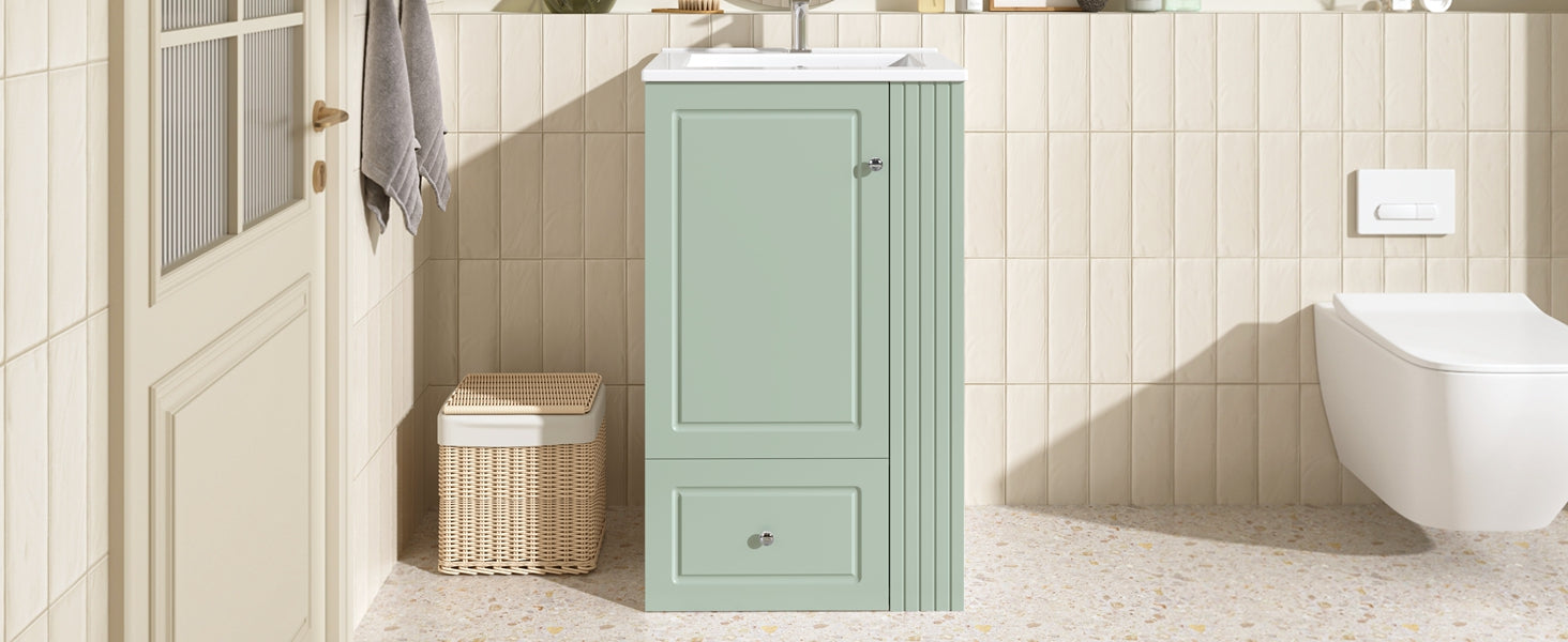 20" Freestanding Bathroom Vanity With Ceramic Sink