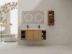 48" Wall-Mounted Bathroom Vanity With Double Sink and Storage Rack