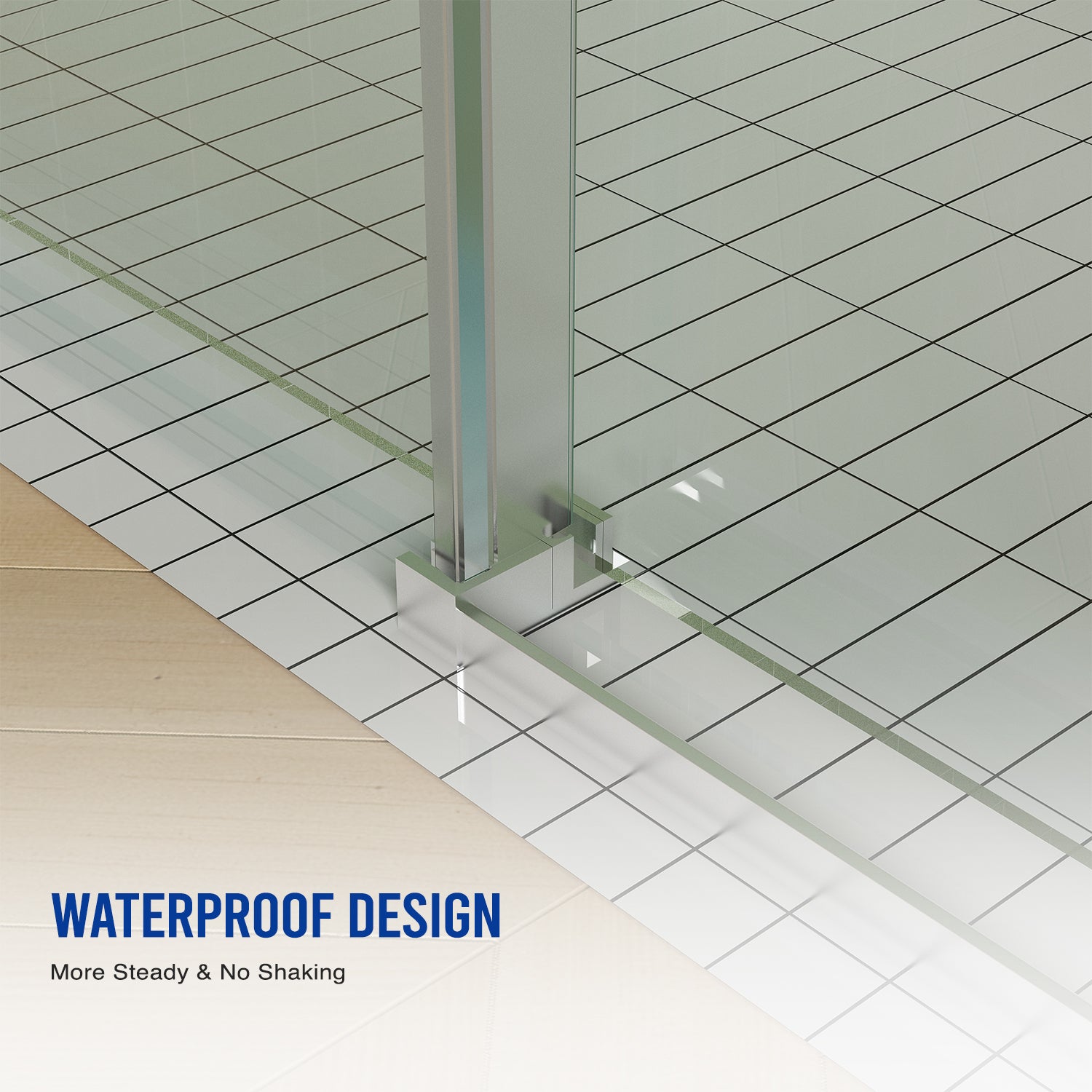56"-60"W x 70"H Frameless Shower Door with Towel Bar