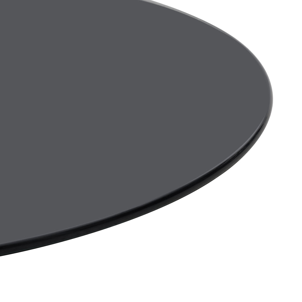 Black Painting Tempered Glass Round Table Top - 35.4 Inch