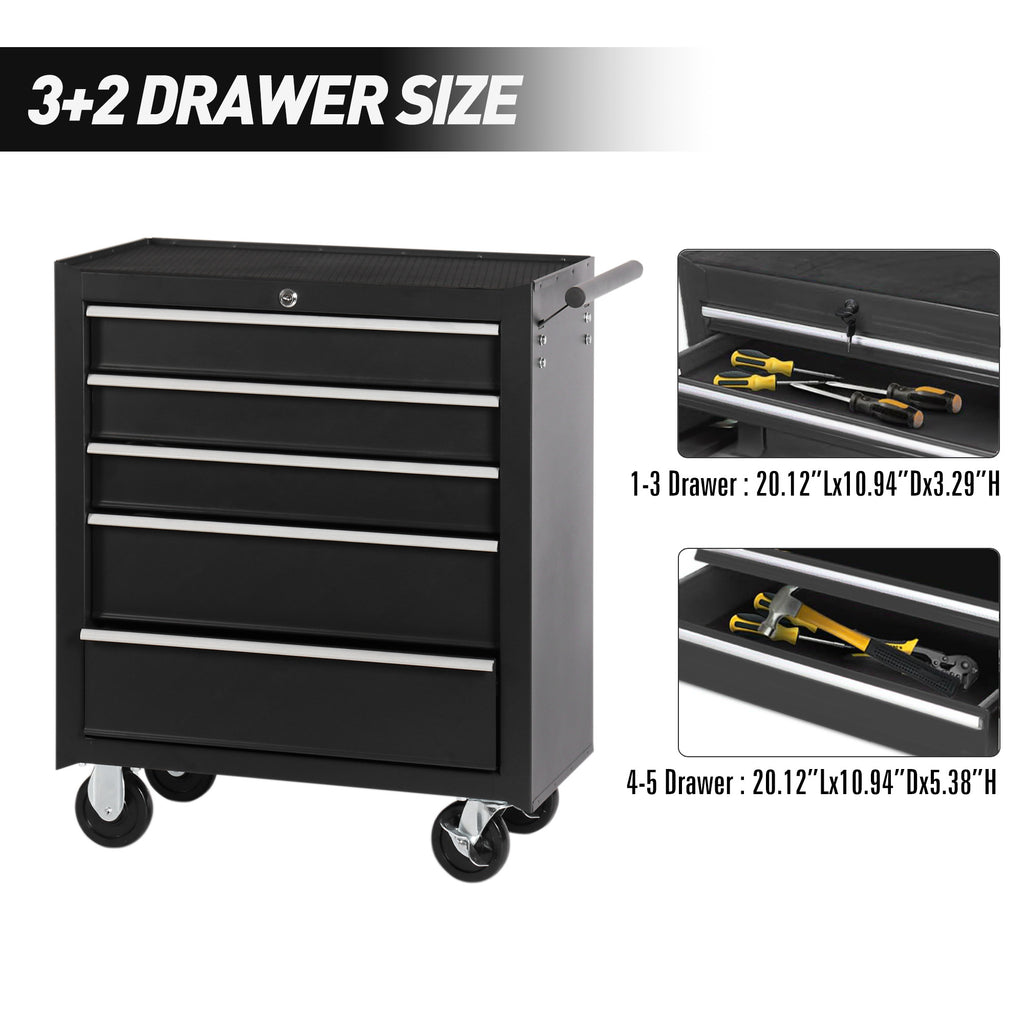 5-Drawer Rolling Tool Chest With Lock & Key
