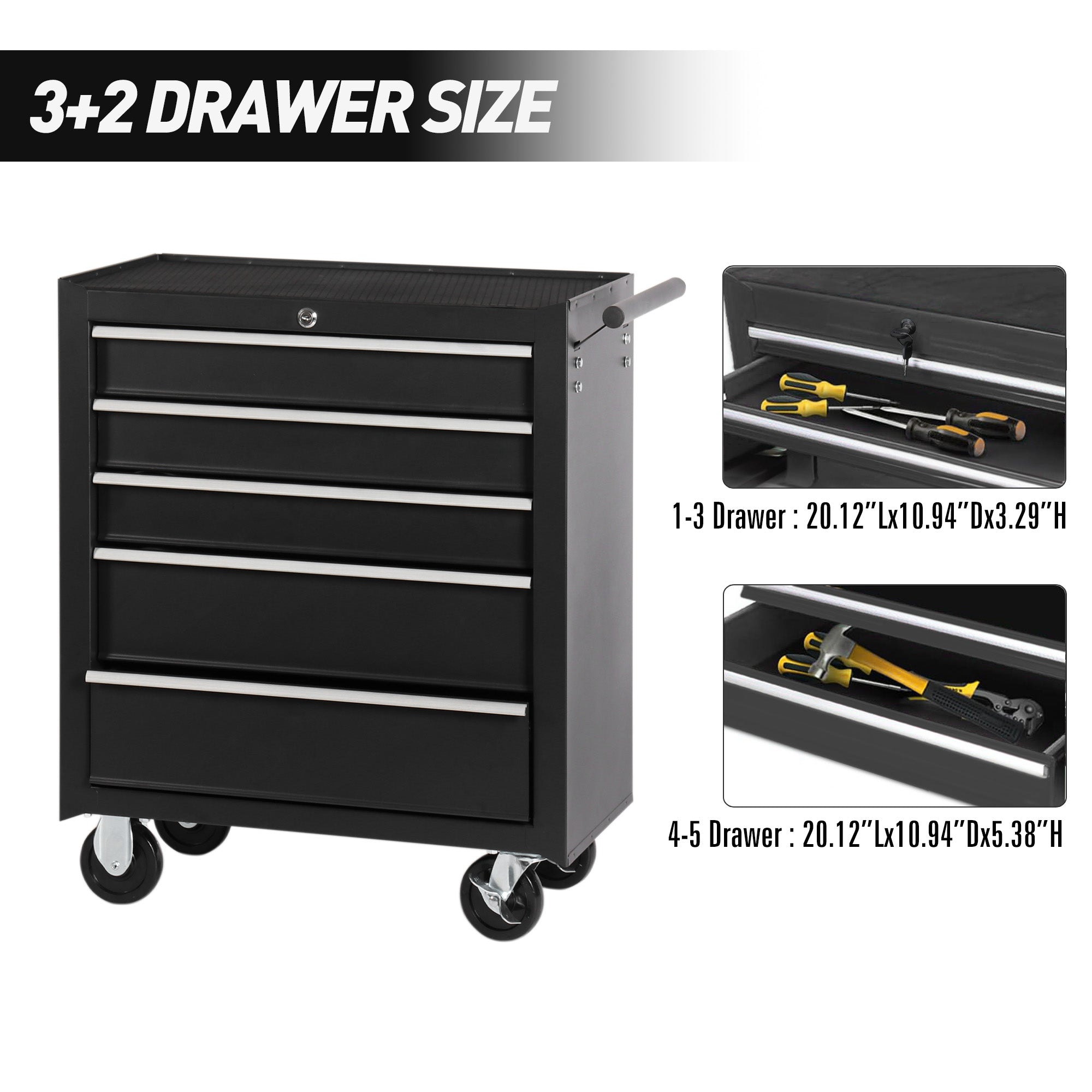5-Drawer Rolling Tool Chest With Lock & Key