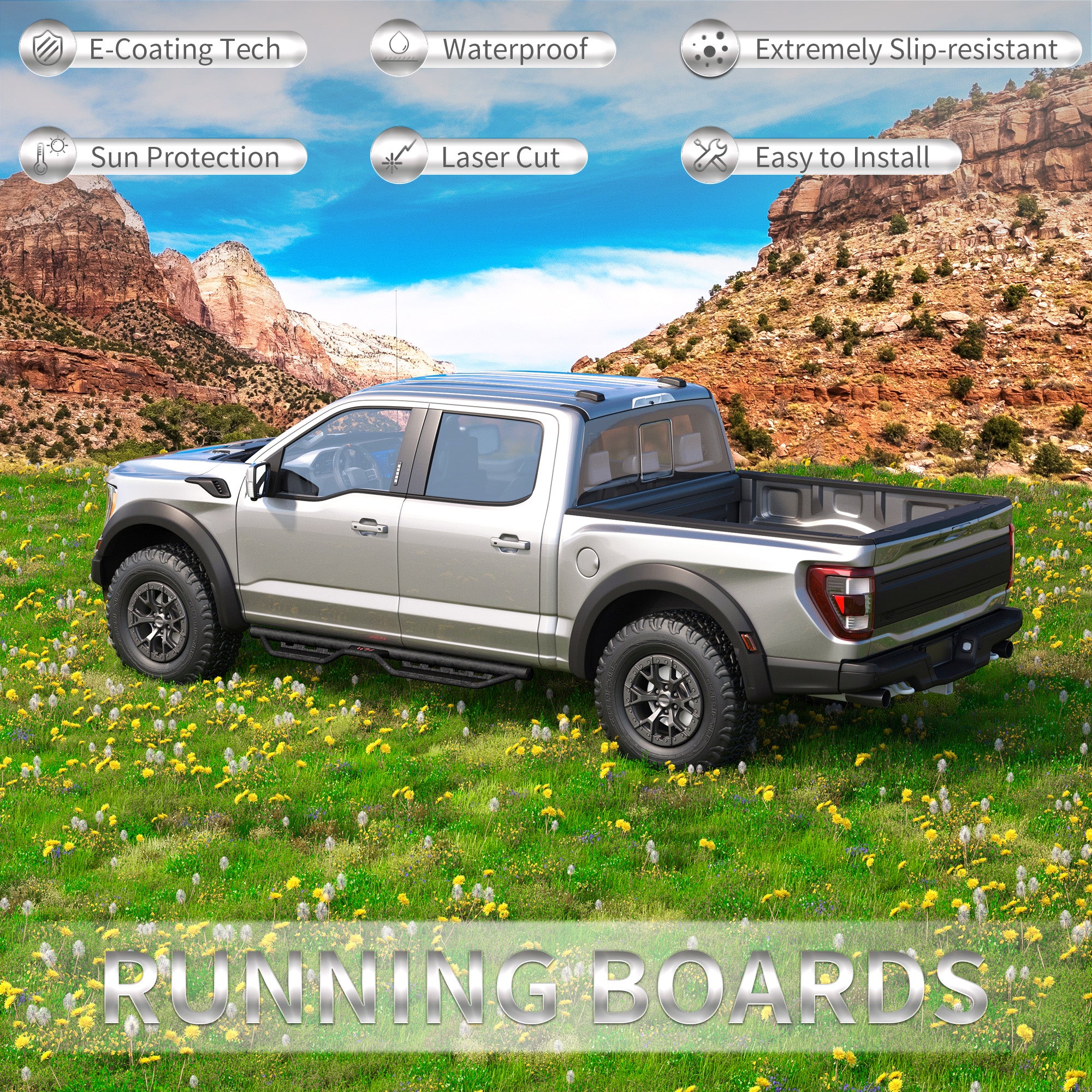 Running Boards for 2015-2026 Ford F150 & Super Duty Crew Cab