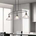 45" Industrial 3-Light Pendant Chandelier with Clear Glass Shades