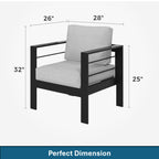 2-Pack 28" All-Weather Aluminum Patio Armchairs