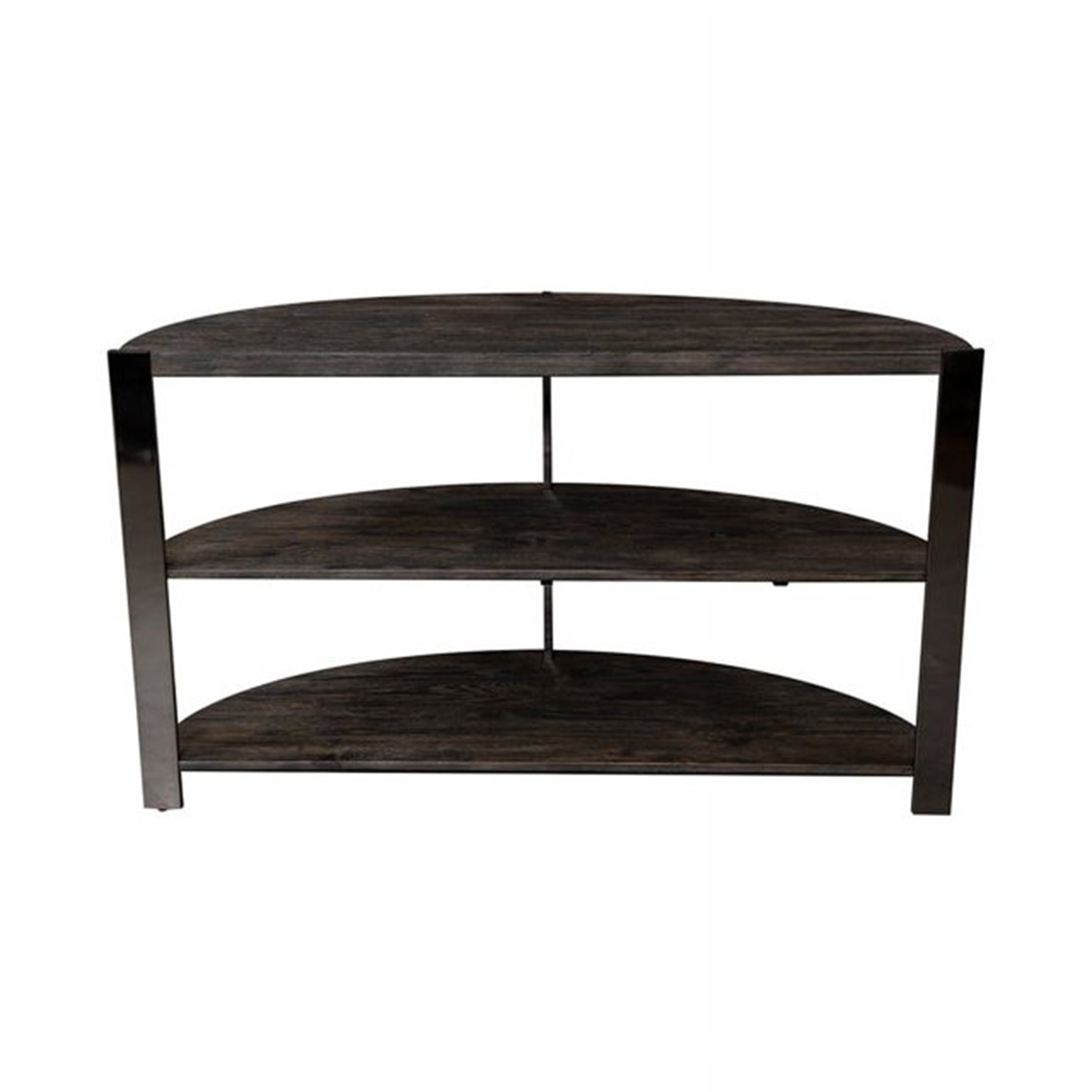 Kalne Console Table Half Moon Shape with 2 Open Shelves