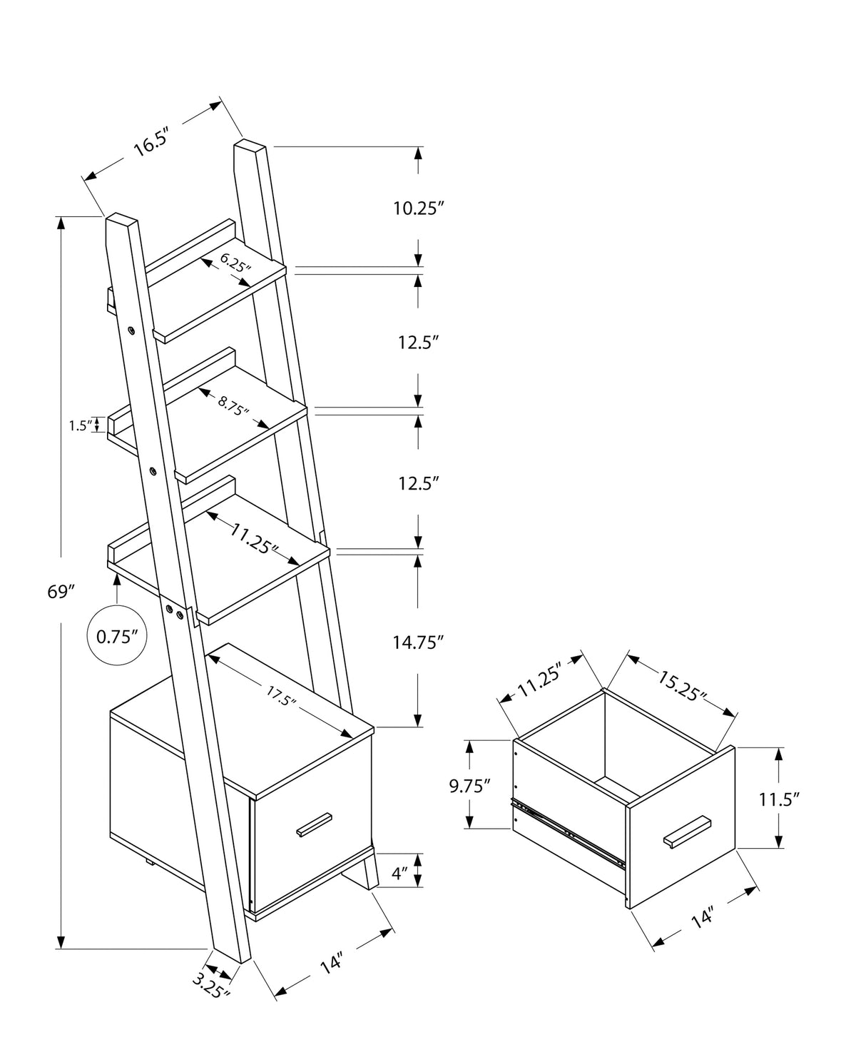 Stylish Corner Bookshelf - Perfect For Office & Bedroom