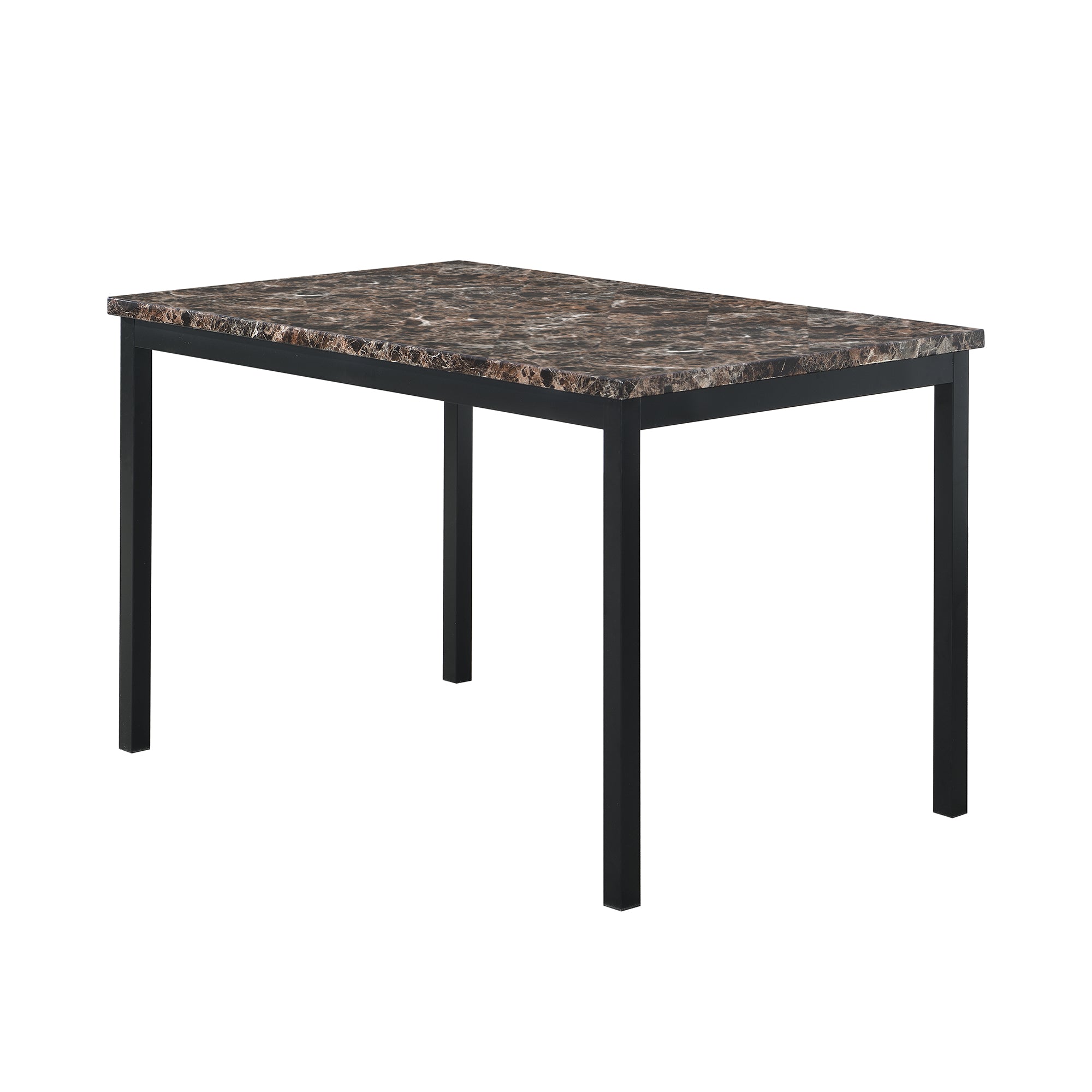 Furniture 5 Piece Metal Dinette Set with Faux Marble Top