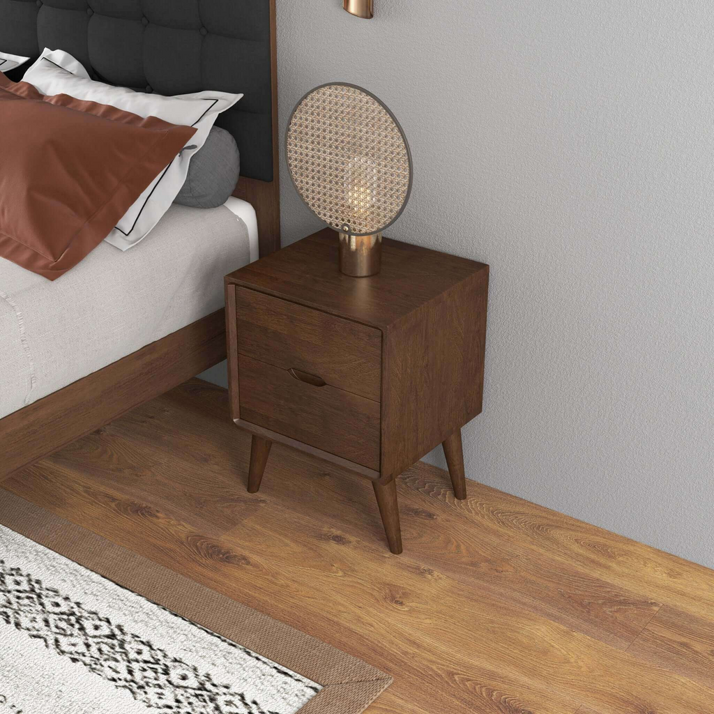 Alexandra Mid-Century Modern Night Stand with 2 Drawers