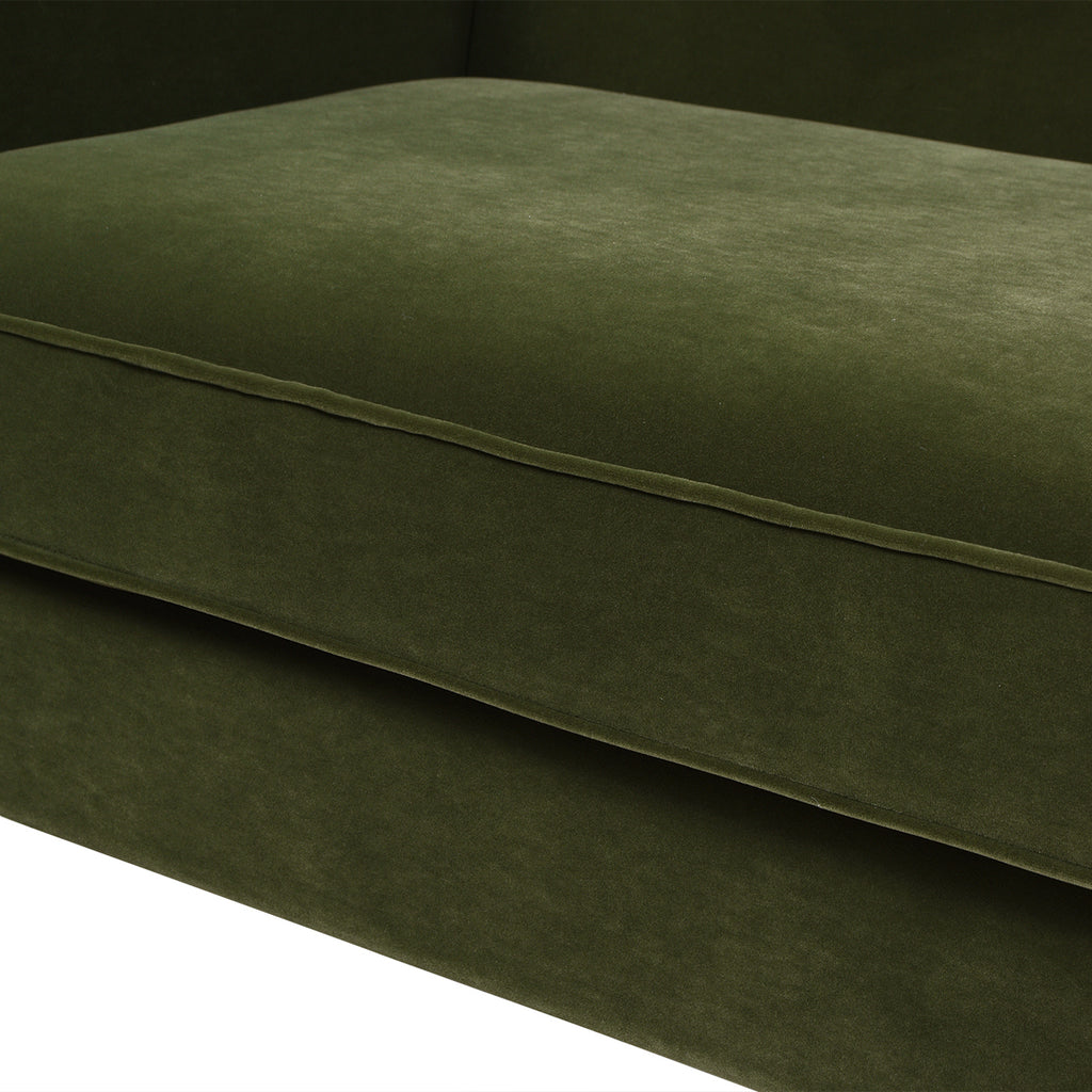 Elaine 77" Camel Back Small Space Sofa, Olive