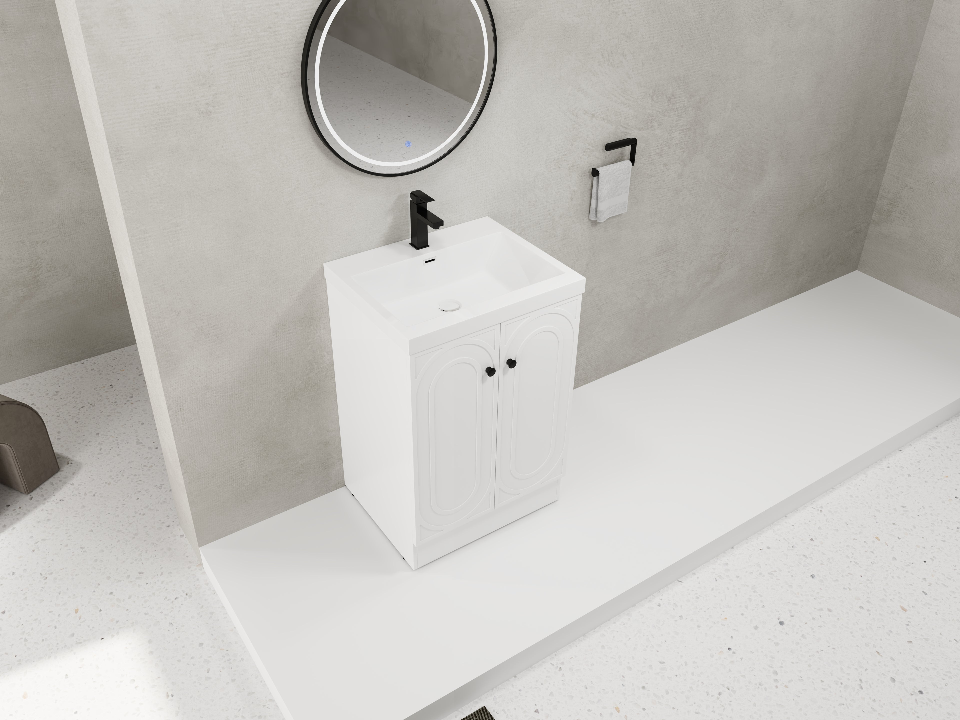 24" Freestanding Bathroom Vanity with Resin Sink