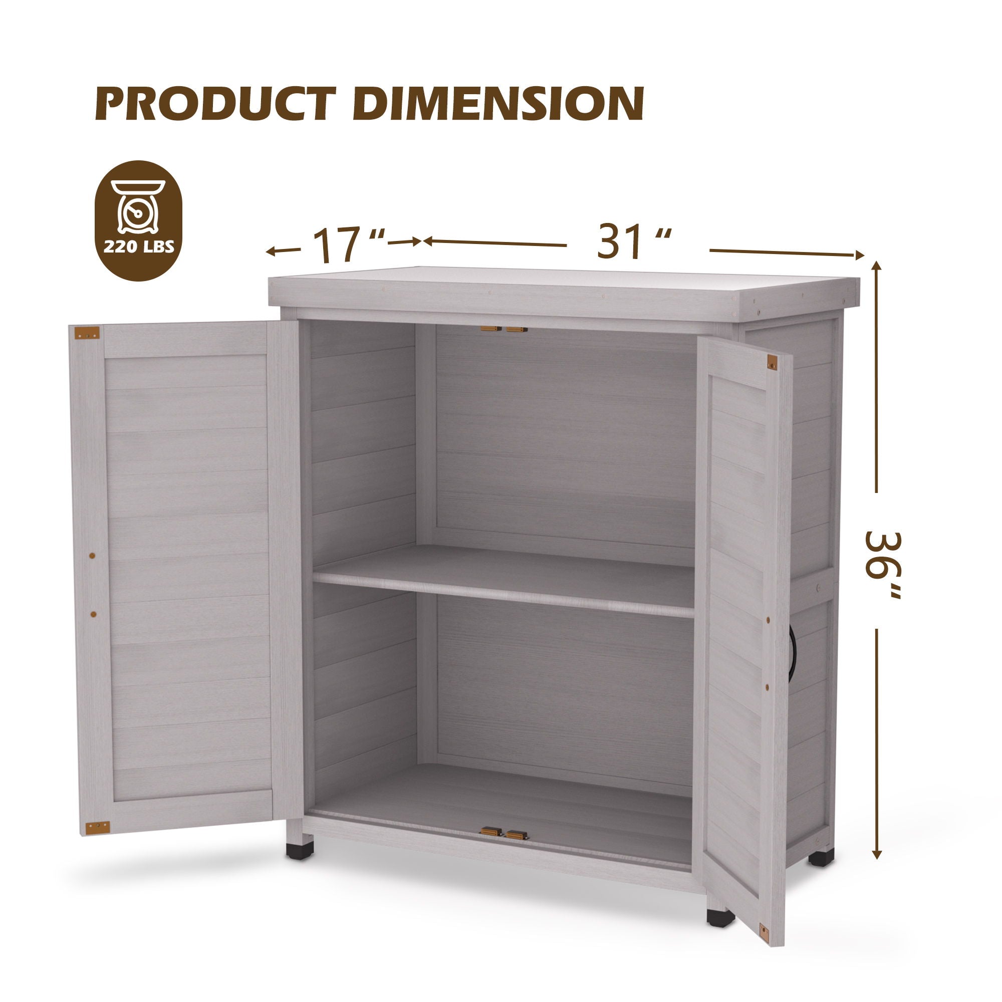 Rustic Cedar Wood Potting Bench With Storage Cabinet And Metal Top For Outdoor Patio - Gray