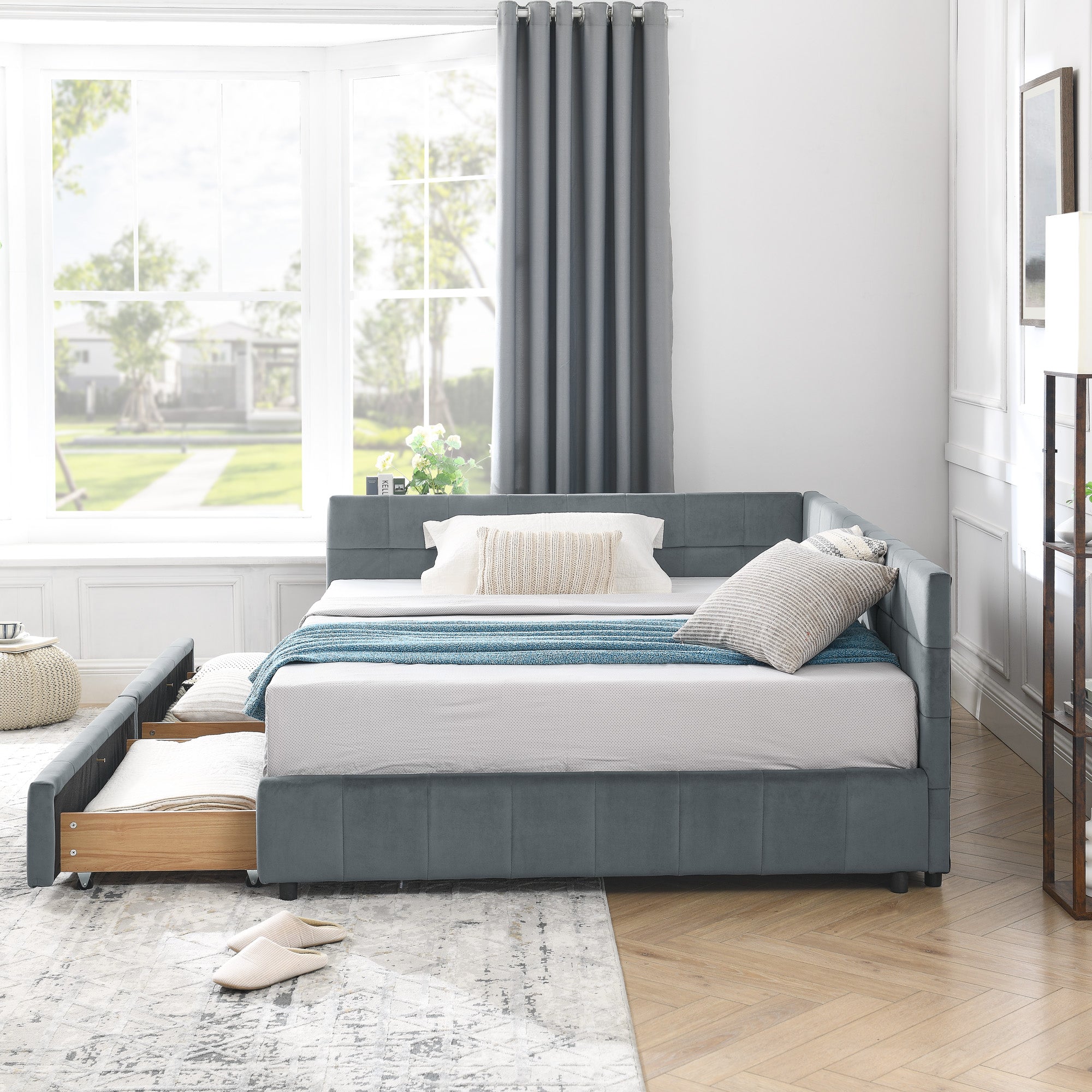 Full Size Storage Upholstered Tufted Bed Frame
