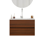 32-Inch Wall-Mounted Bathroom Vanity with Double Drawers