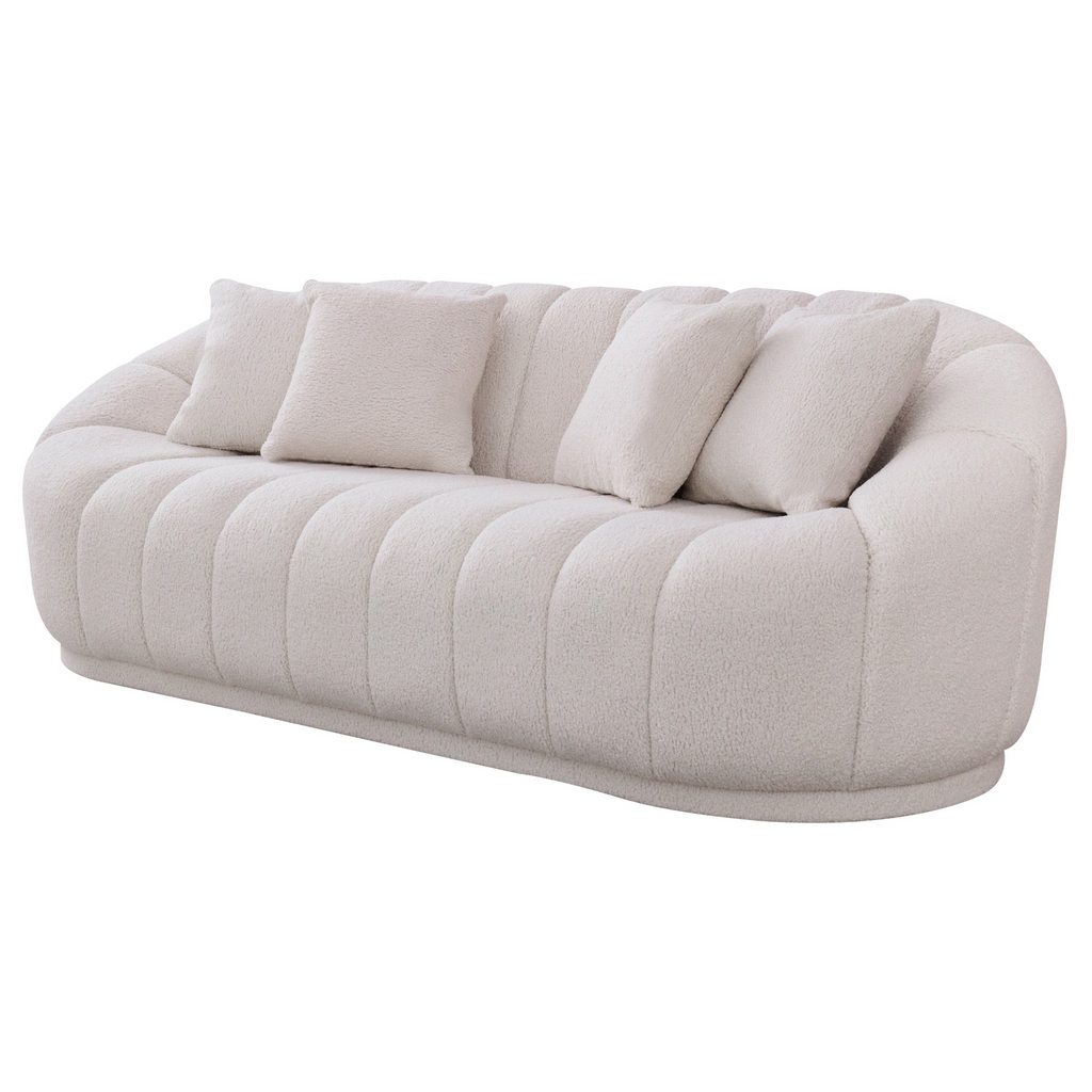 Maximilian Modern Japandi Style Tight Back Boucle Couch
