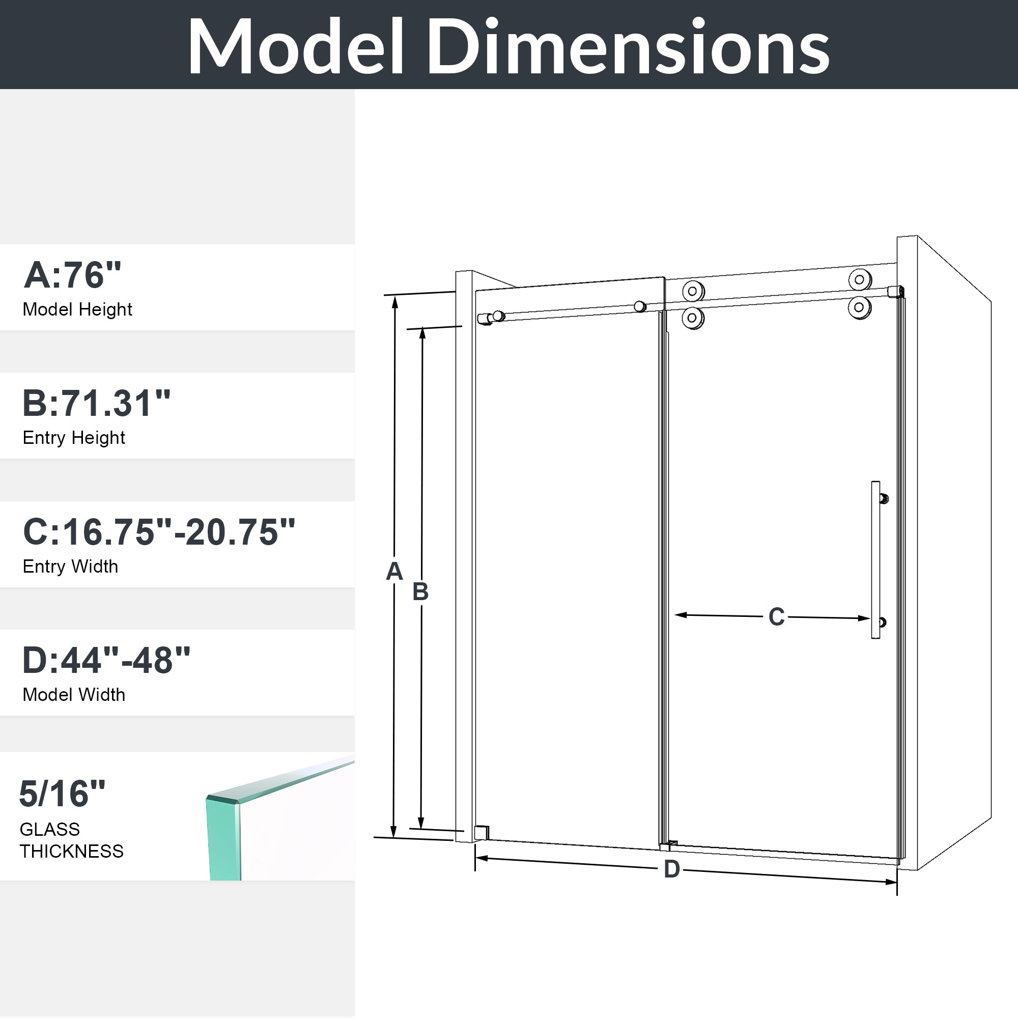 Frameless Single Sliding Shower Door