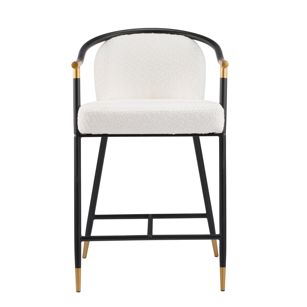 26" H Upholstered Counter Stool with Metal Frame (Set of 2) - Beige
