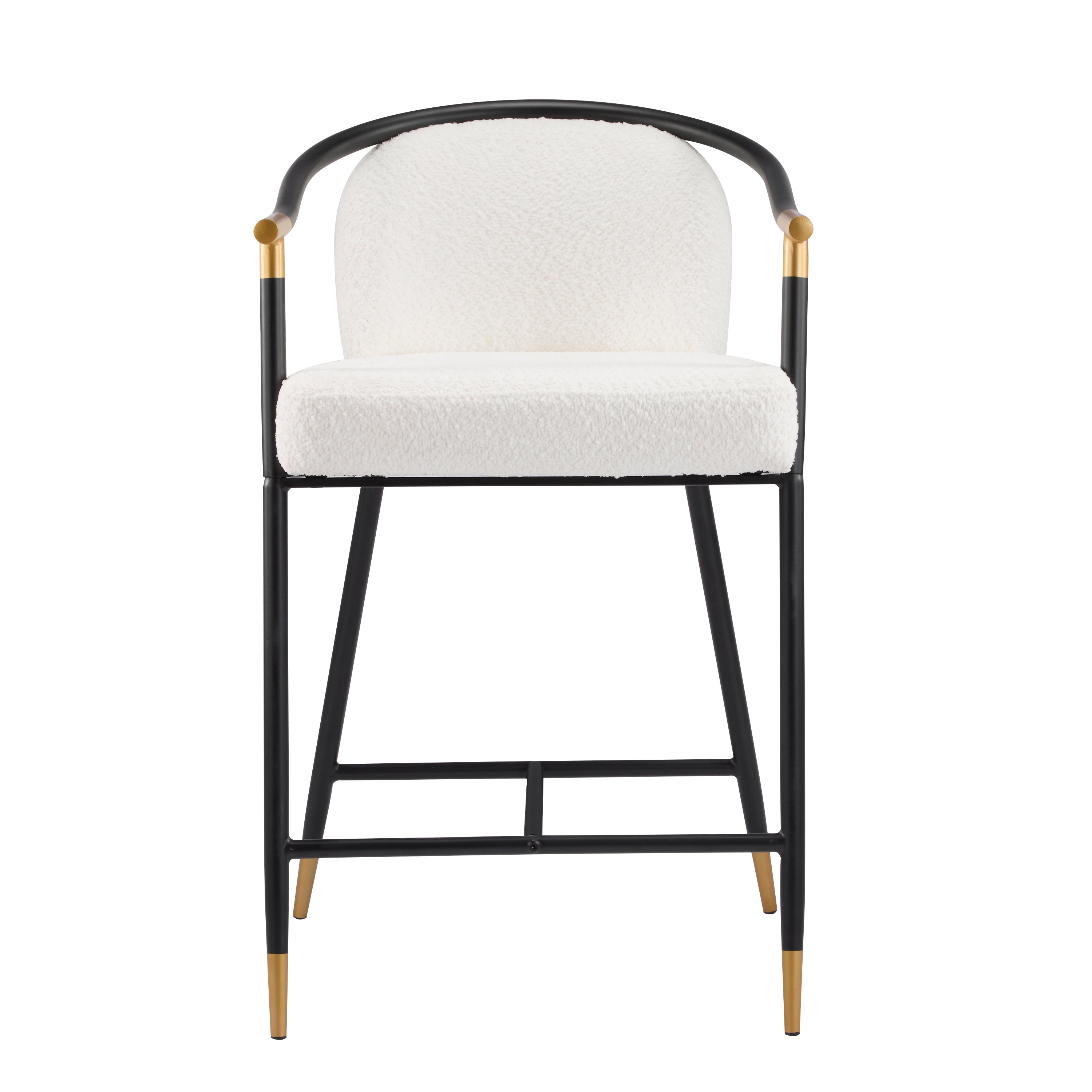 26" H Upholstered Counter Stool with Metal Frame (Set of 2) - Beige