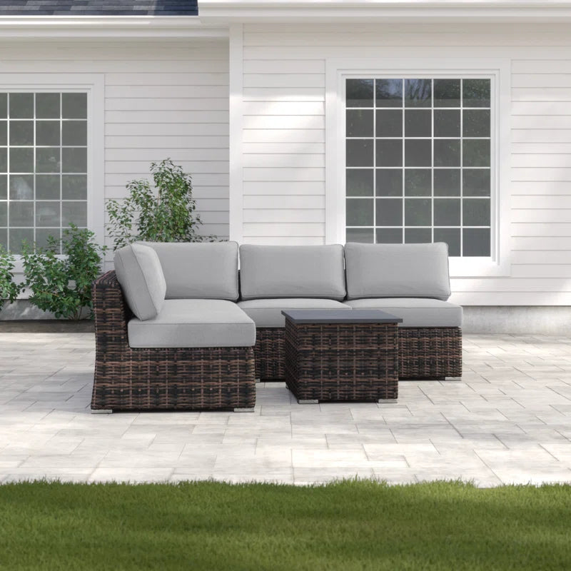 LSI Fully Assembled 4-Person Wicker Sofa with Cushions