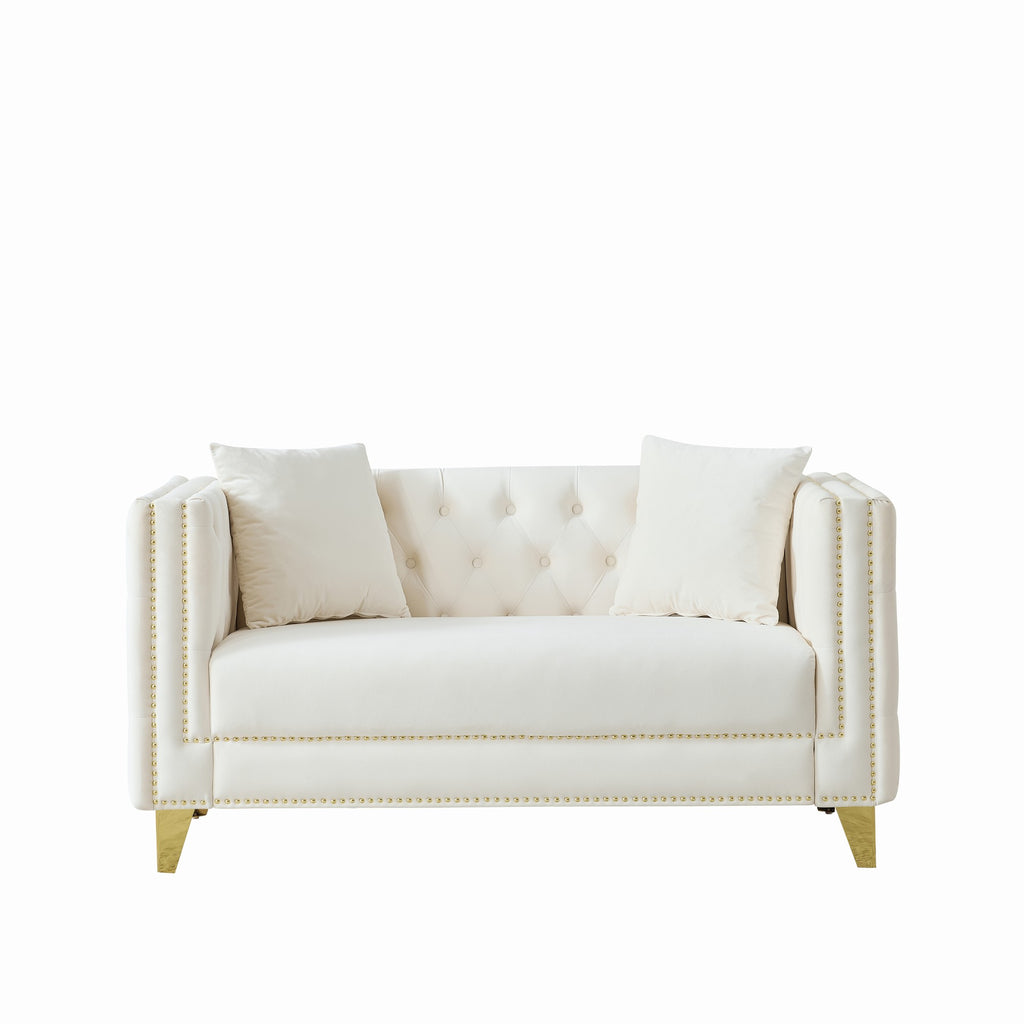 58" Chesterfield Velvet Sofa - Elegant 2 Seater Couch