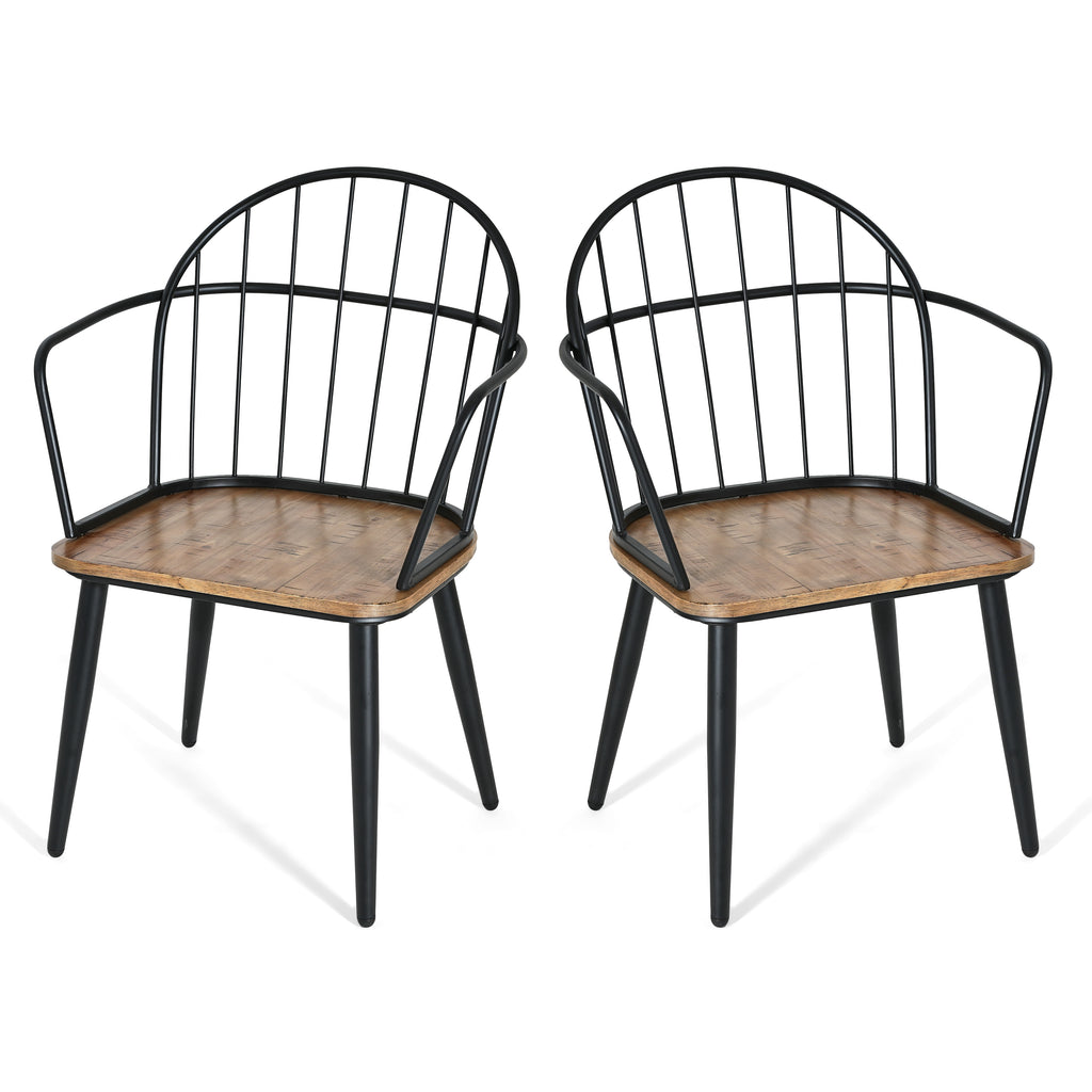 Indoor Dining Chair With Metal Legs (Set of 2), Light Birch