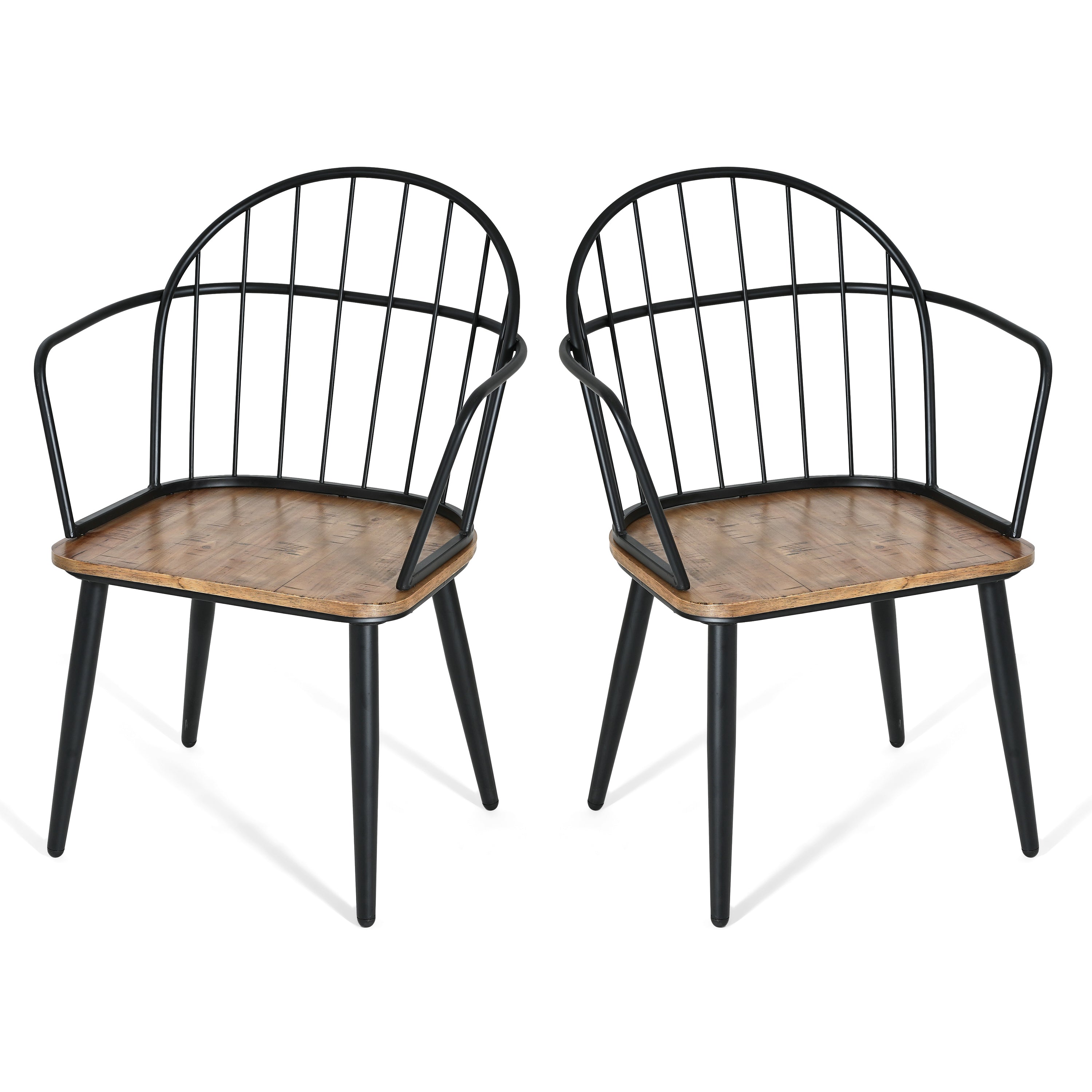 Indoor Dining Chair With Metal Legs (Set of 2), Light Birch