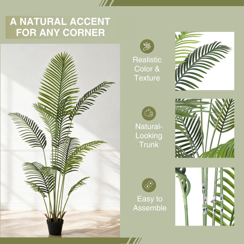 6-Foot Artificial Palm Tree Set of 2, Realistic Tropical Faux Plants, Green Leaves