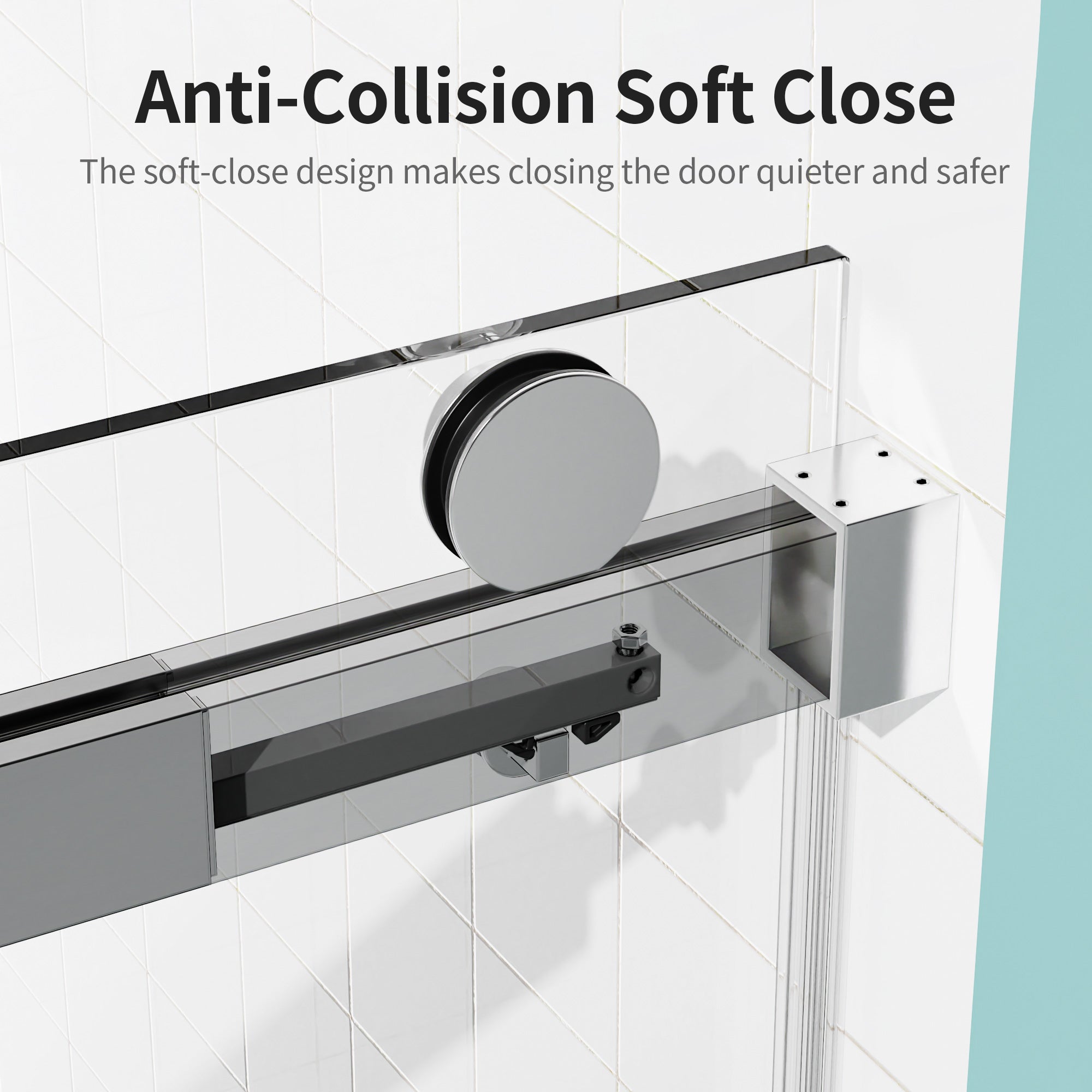 Frameless Single Sliding Soft-Close Shower Doors 68-72" W