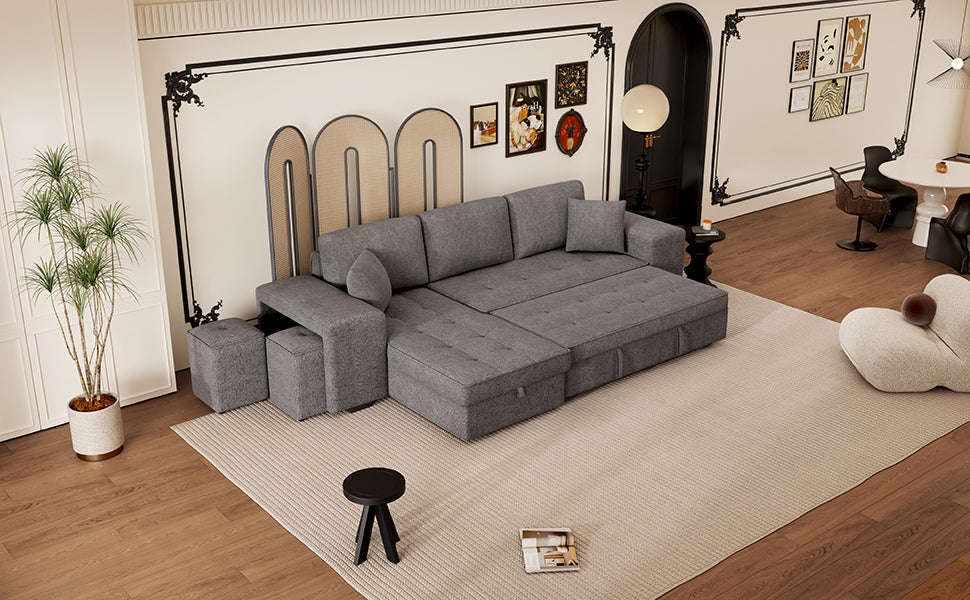 104.5" Modern L-Shape 3 Seat Reversible Sectional Couch