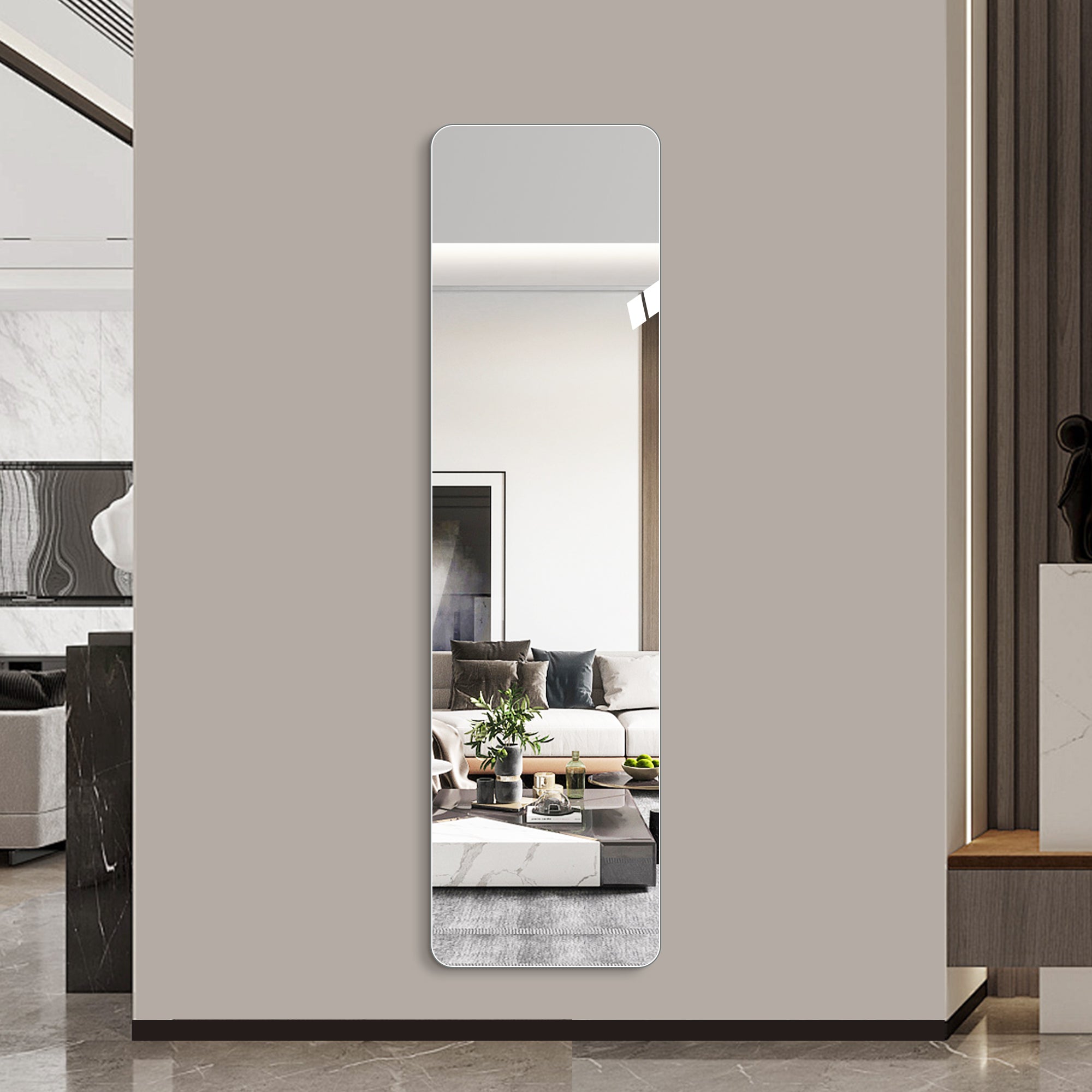 56"x 15" Full Body Round Corner Mirror