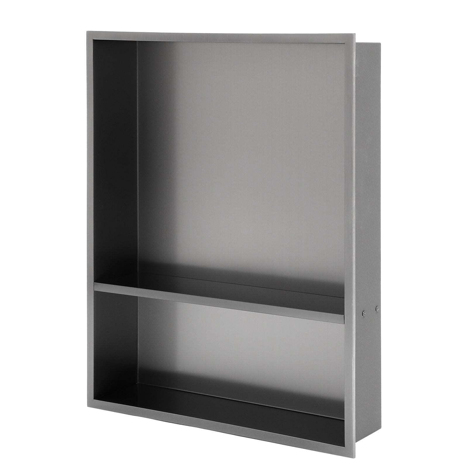 21" x 17" Stainless Steel Shower Niche Double Shelf, Gunmetal
