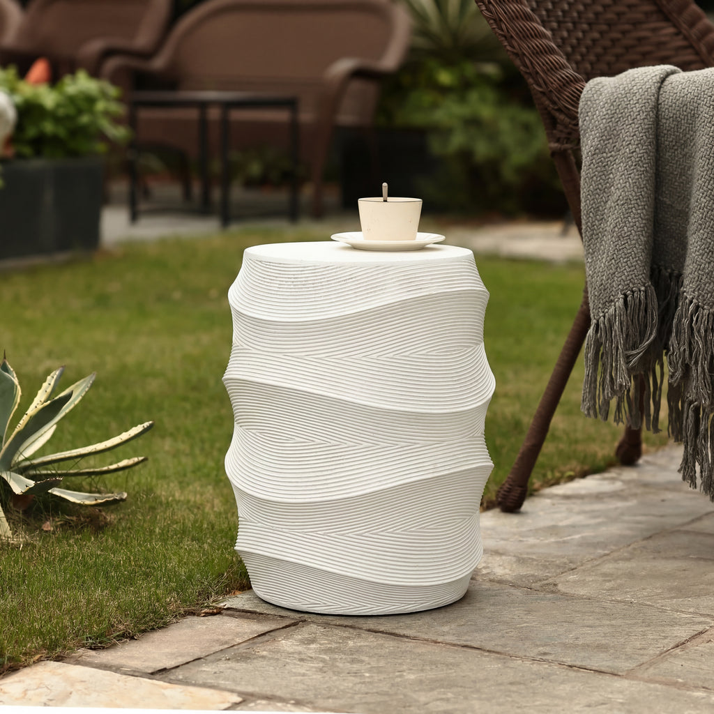 Antique-Style Magnesium Oxide Outdoor Side Table