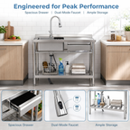 Stainless Steel Utility Sink, Freestanding Sink 3