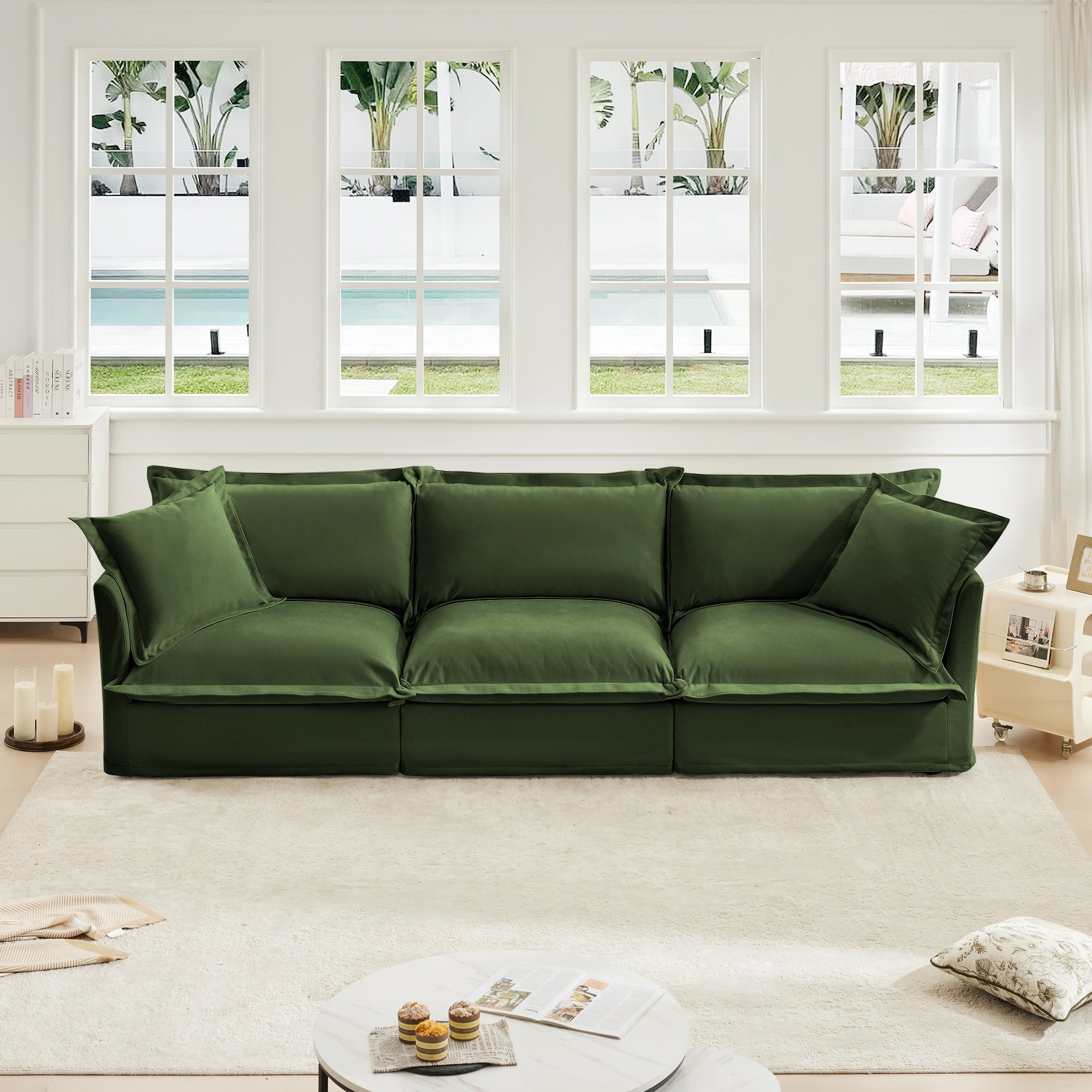 Modern 3 Seater Slipcovered Sofa