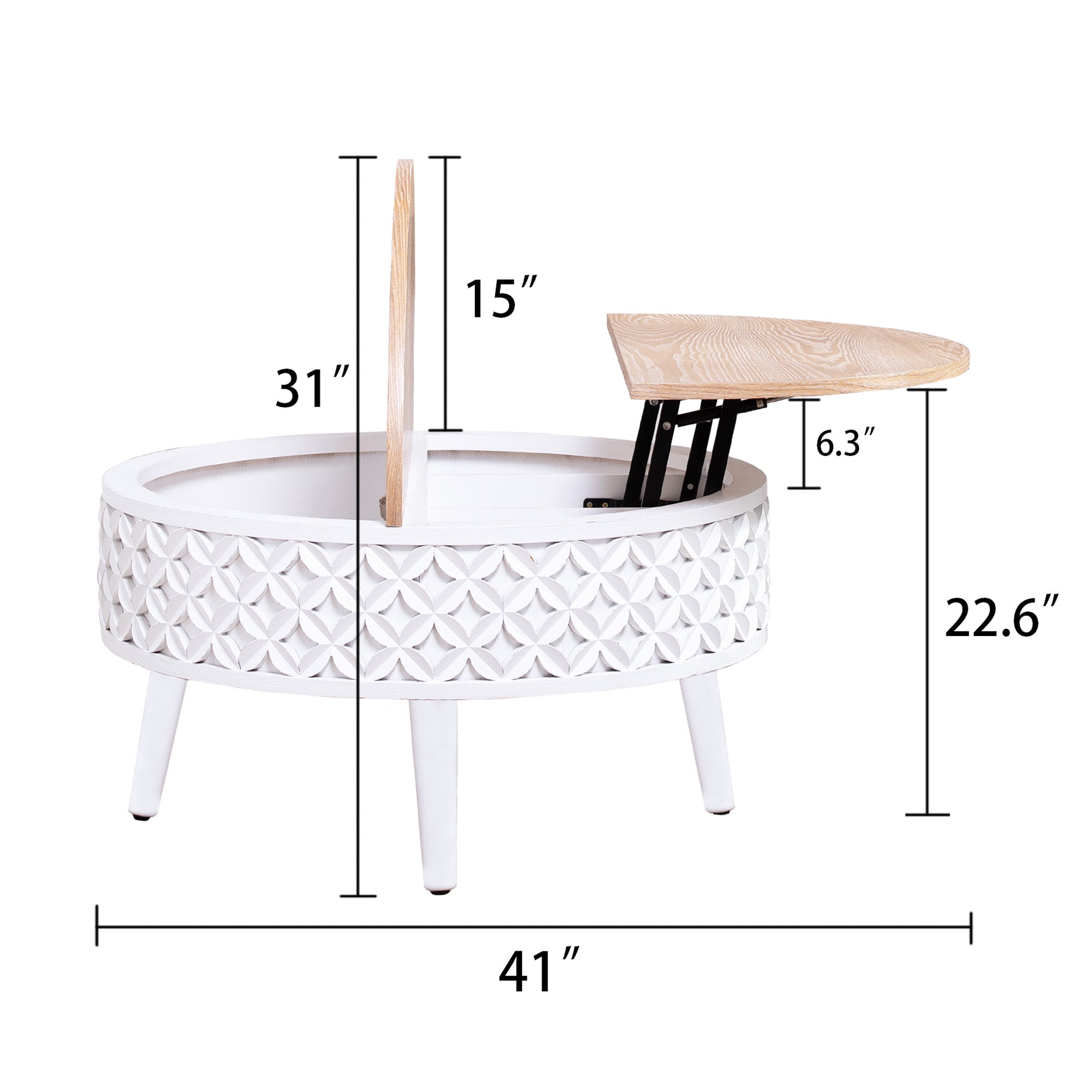 Round Coffee Table with Storage – 31.5" Lift-Top Accent Table