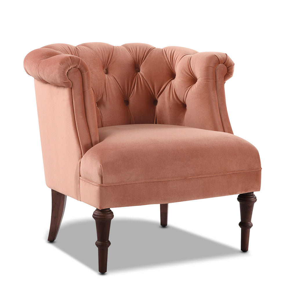 Katherine Tufted Accent Chair, Peach Velvet