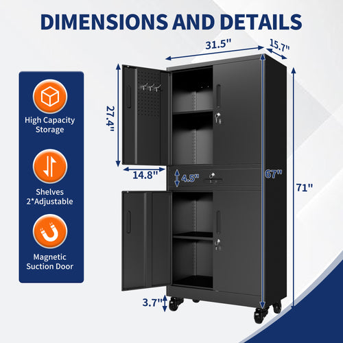 Heavy Duty Metal Storage Cabinet with Drawer